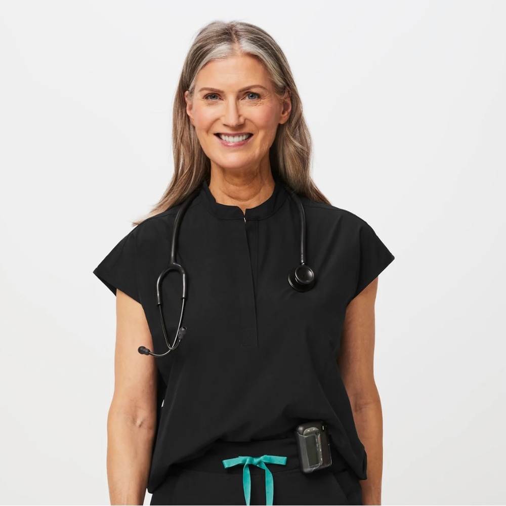Figs Black Rafaela Scrub Top